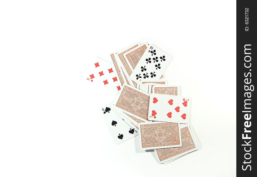 Playing cards on a white background