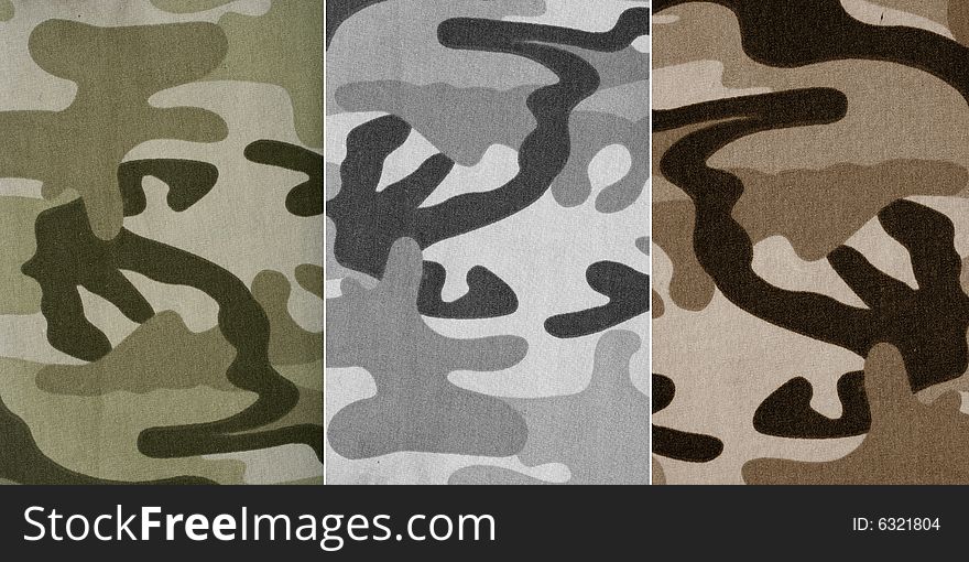 Three kind of camouflage pattern