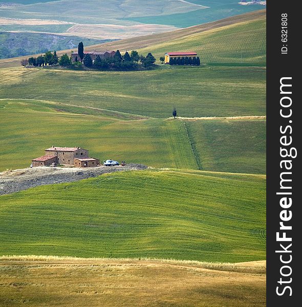 Tuscan countryside, meadows and farms. Tuscan countryside, meadows and farms