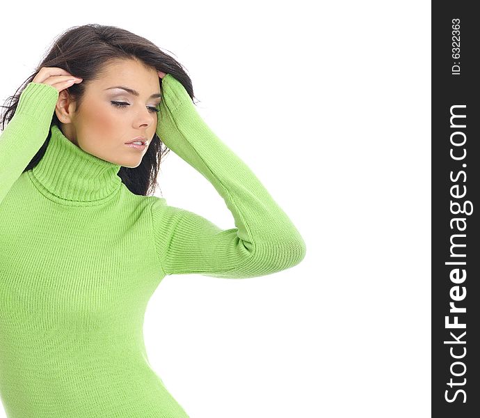 Sexy Girl Wearing Green Sweater