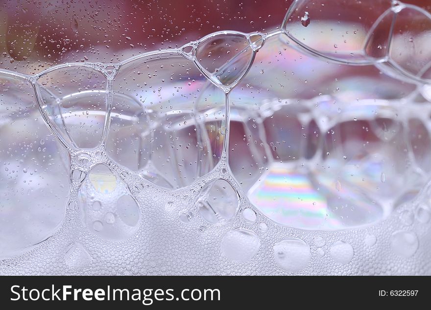 Close up of water with foam bubbles