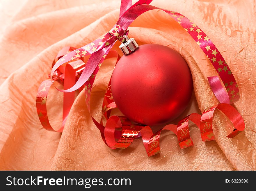 Red ball - beautiful christmas decoration. Red ball - beautiful christmas decoration