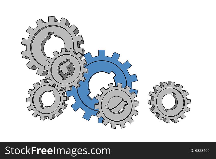 Cogwheels - business network - isolated illustration on white (with vector EPS format)