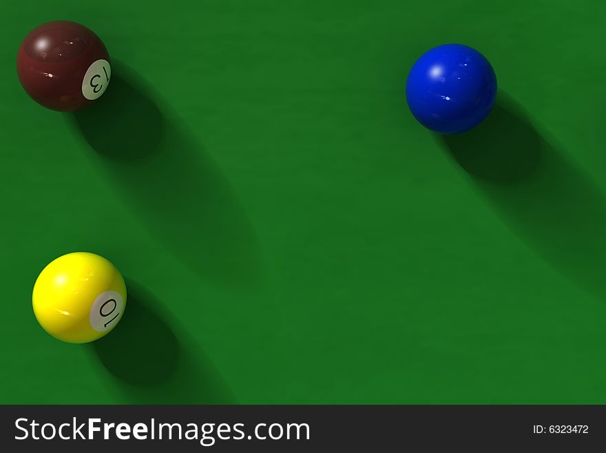 Billiard table with balls - photorealistic 3d render