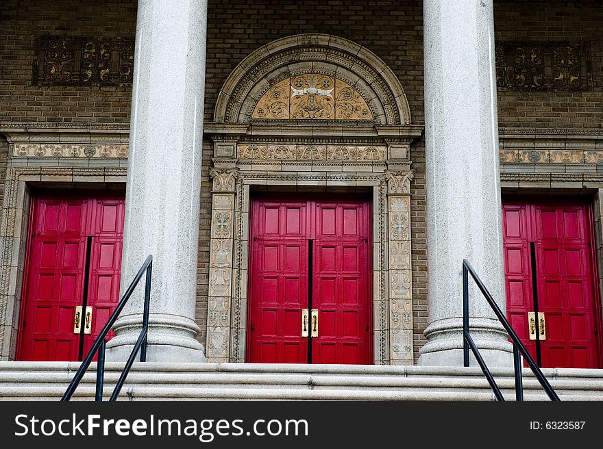 An image of a grandiose entrance to a large church