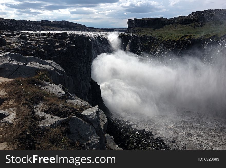 The largest falls of Iceland Dettifoss. The largest falls of Iceland Dettifoss