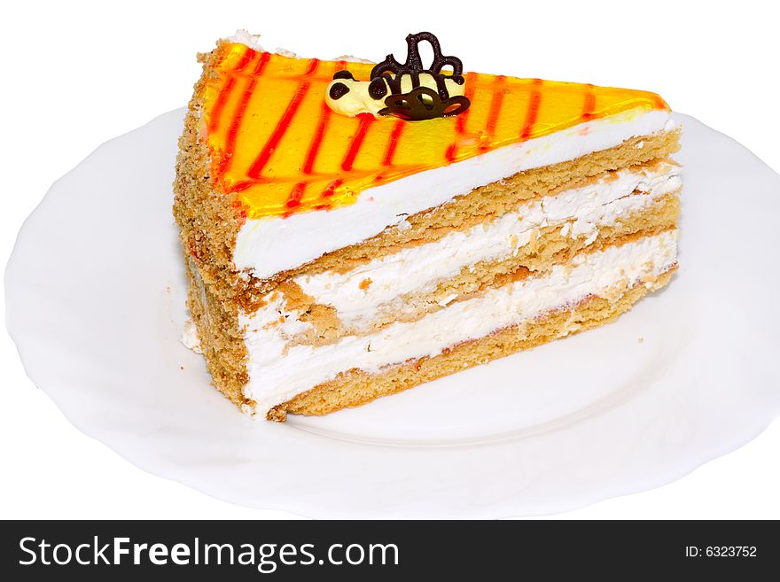 Sweet cake isolated on white background