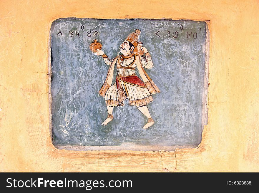 Painting with zodiac sign of an observatory in India