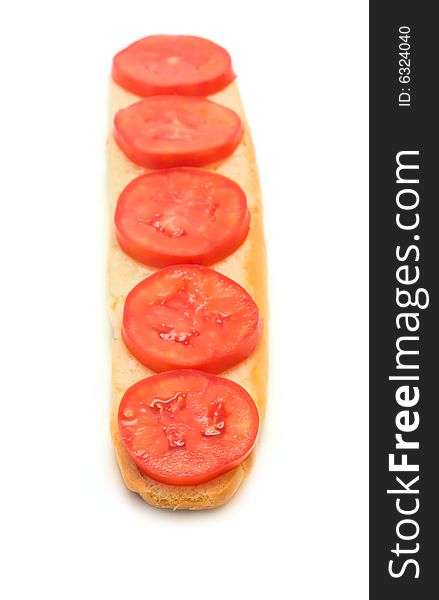 Sandwich With Tomato Isolated On White