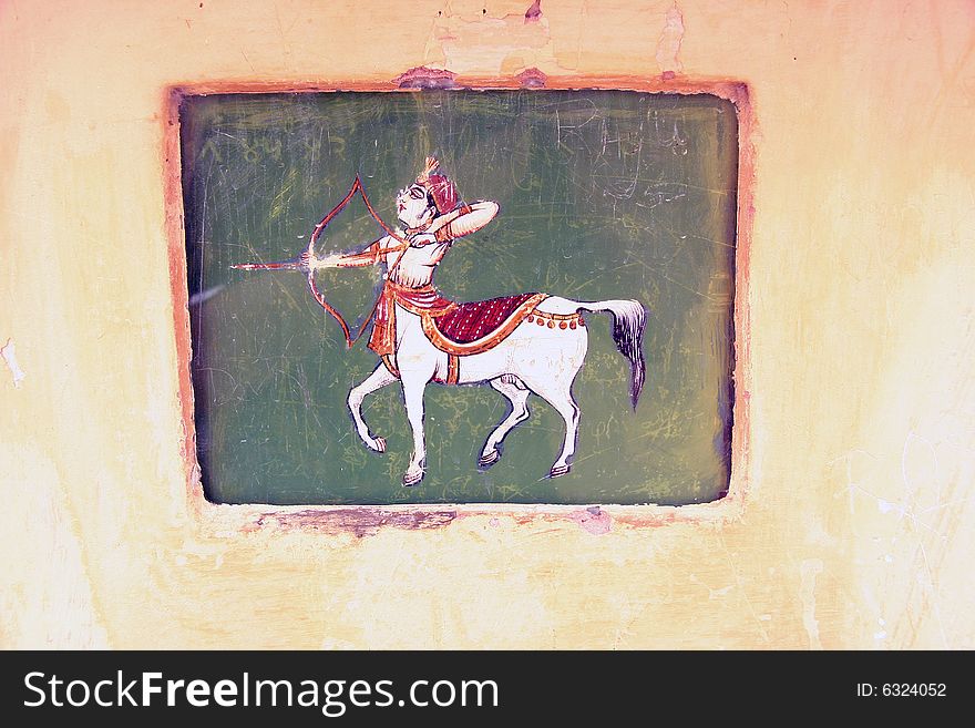 Painting with zodiac sign of an observatory in India