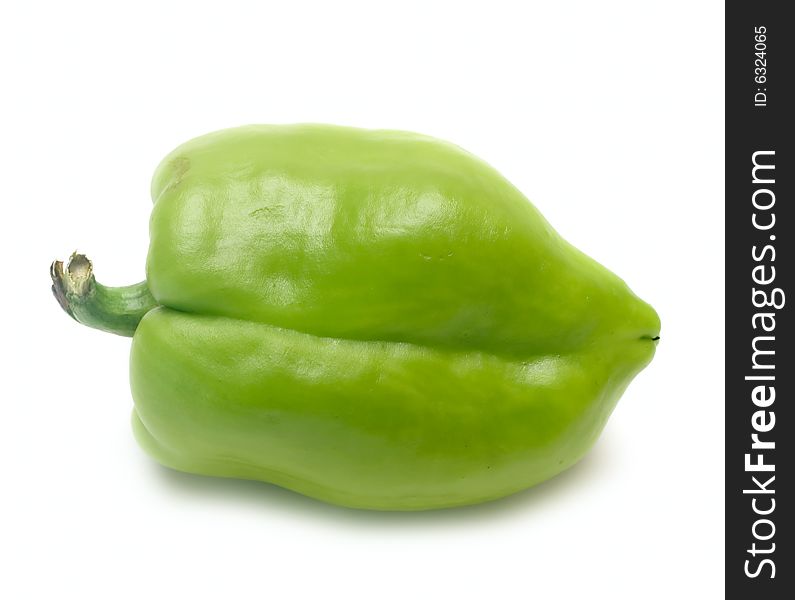 One Green Pepper Isolated On White