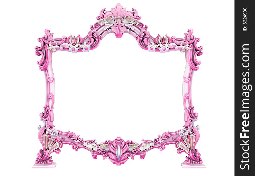 3d image of antique frame. White background.