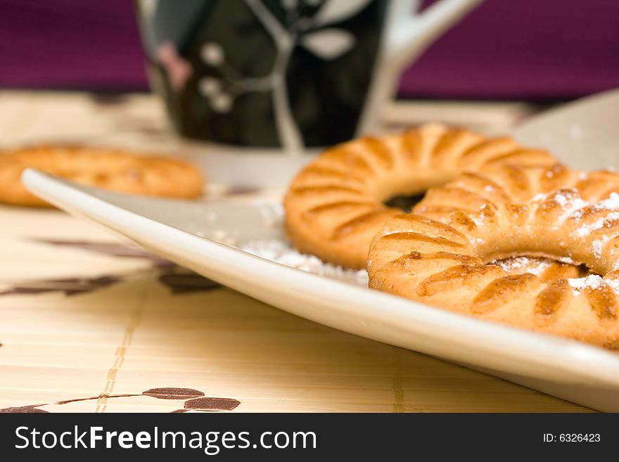 Cookies on a square plate. Cookies on a square plate