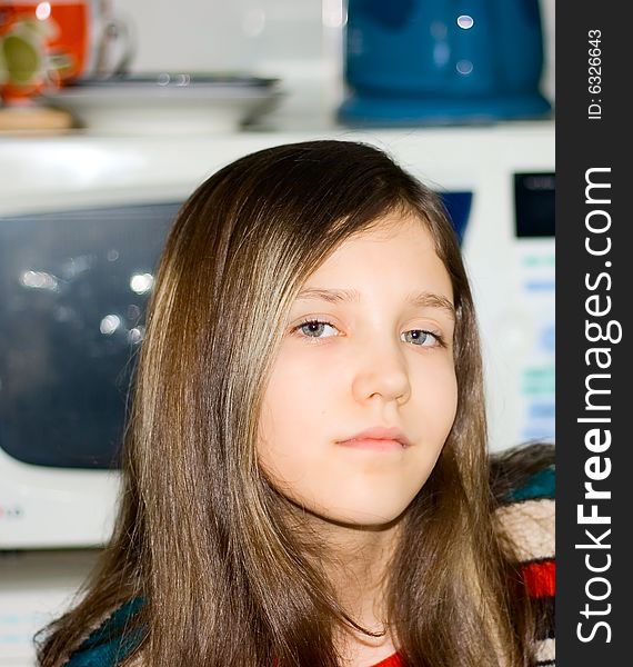 Portrait beauty teen Girl on kitchen