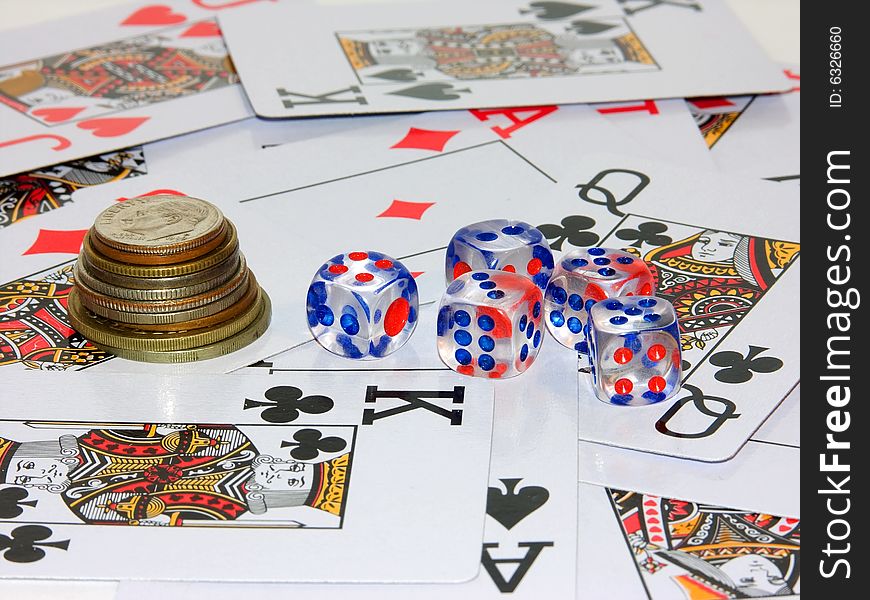 Coins, playing bones and playing cards