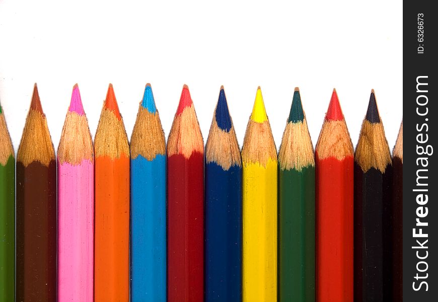 Colour pencils isolated on a white background