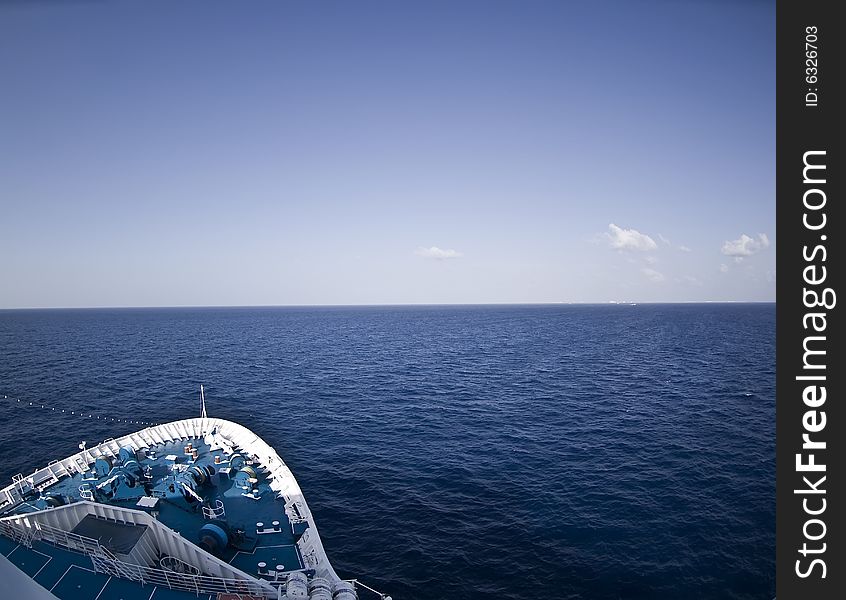 The view of the Gulf of Mexico from a ship deck. The view of the Gulf of Mexico from a ship deck.