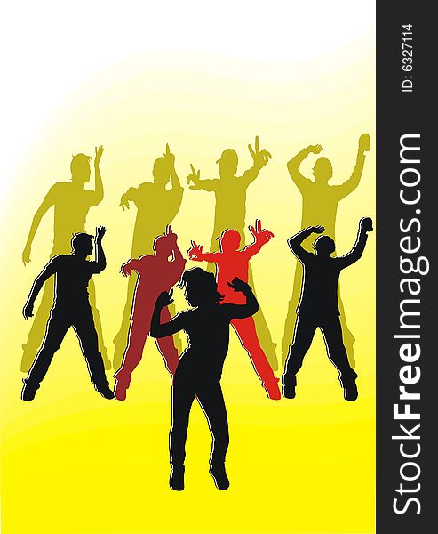 Color silhouettes of young people. Color silhouettes of young people