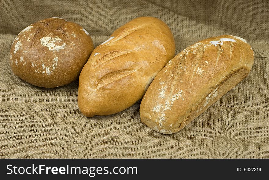 Assortment of three bread