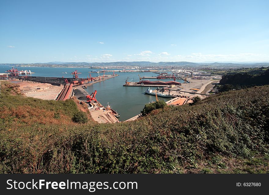 Panoramic of the port in Gijon,Spain. Panoramic of the port in Gijon,Spain