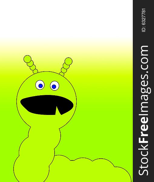 An illustration of a green cartoon caterpillar monster. An illustration of a green cartoon caterpillar monster.