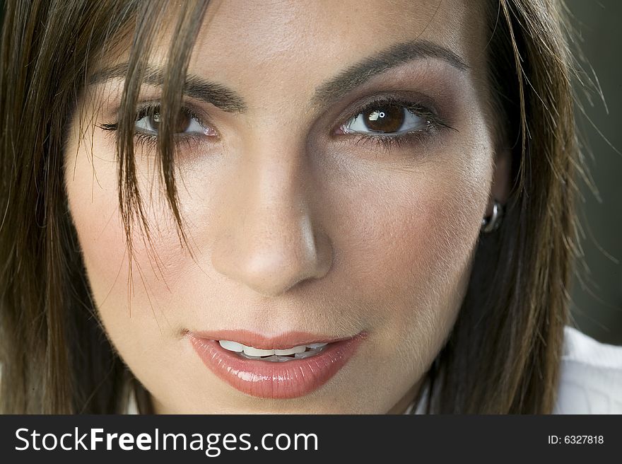 Close up of beautiful young brunette woman. Close up of beautiful young brunette woman