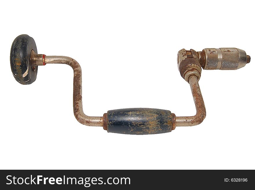 Rusty Hand Drill Isolated