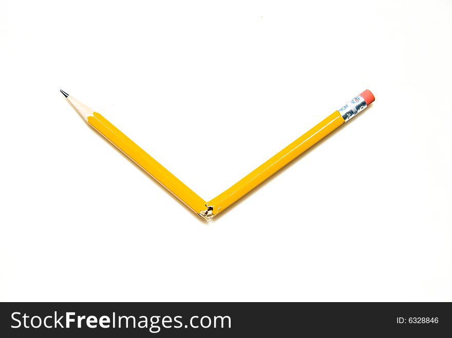 Single broken yellow No. 2 Pencil isolated on a white background. Single broken yellow No. 2 Pencil isolated on a white background