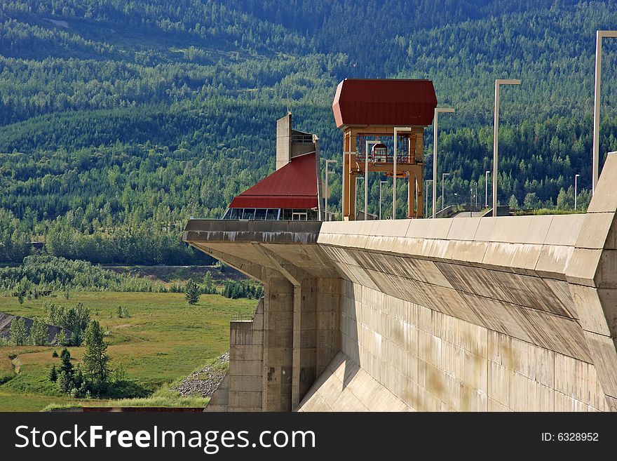 Detail of concrete hydro electric dam station