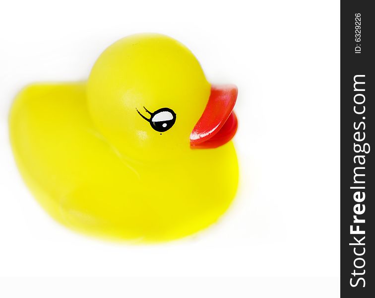 Classic child's yellow plastic duck with red beak. Classic child's yellow plastic duck with red beak
