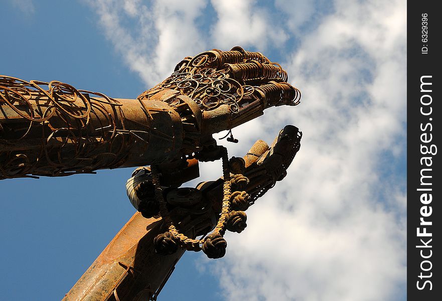 Statue of Hands made of Metal Praying for Peace. Statue of Hands made of Metal Praying for Peace