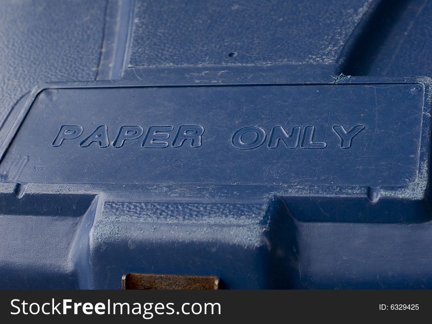 'Paper Only' recycling bin in a sunny day. 'Paper Only' recycling bin in a sunny day.