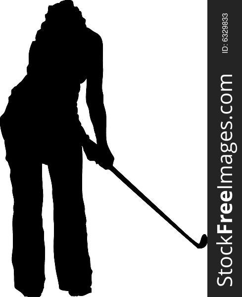 Vector picture of woman playing golf silhouette. Vector picture of woman playing golf silhouette