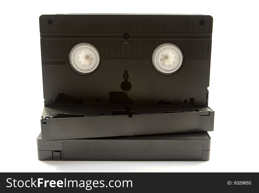 Video tapes isolated on white background