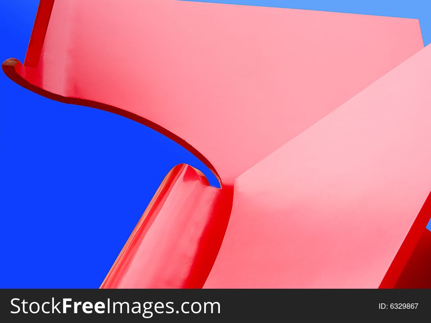 Abstract of red object on blue background. Abstract of red object on blue background