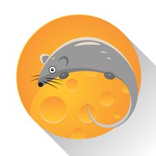 Mouse Icon. Cheese Icon. Stock Photo