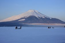 Mt. Fuji Over Freeze Up Lake Yamanaka Stock Photos