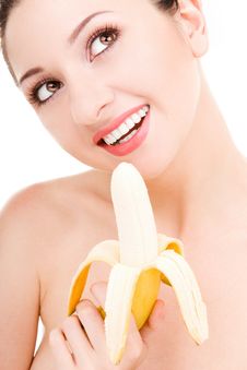 Pretty Woman With Banana Royalty Free Stock Image Pretty Woman With Banana Royalty Free Stock Image