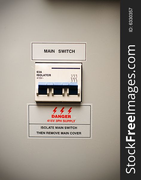 A circuit breaker box normally located in office buildings. A circuit breaker box normally located in office buildings.