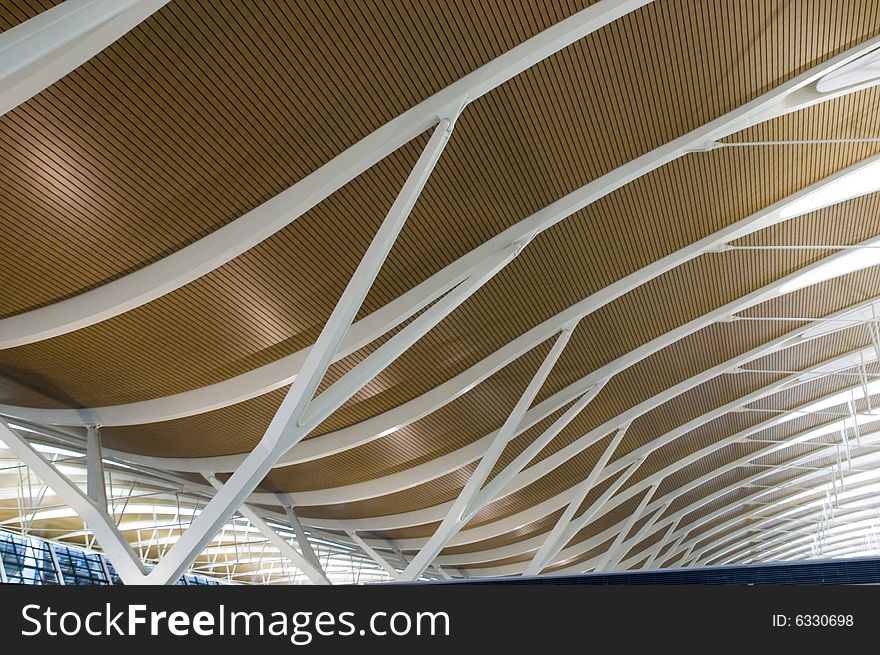 Shanghai Pudong Airport - new terminal. Special desing of roof, shaped like wave.