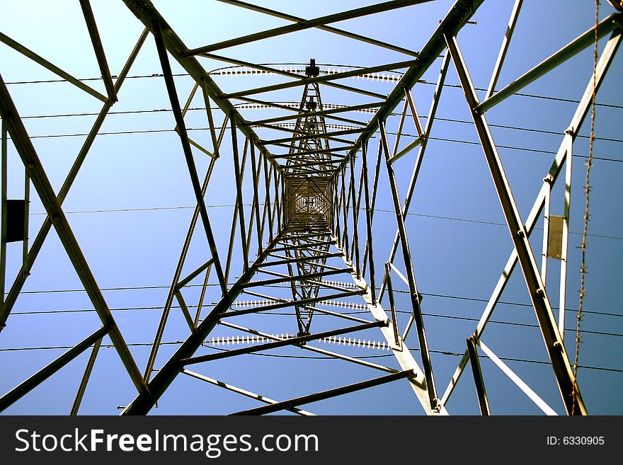 View from under a high voltage power line