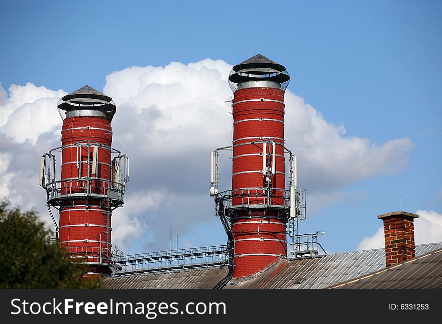 Two big chimney of brewery