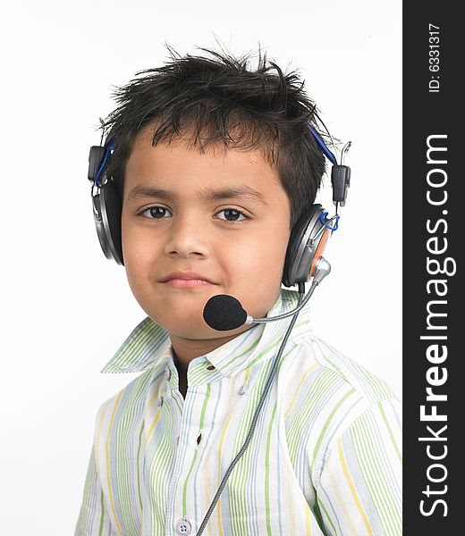 Asian boy with headphones