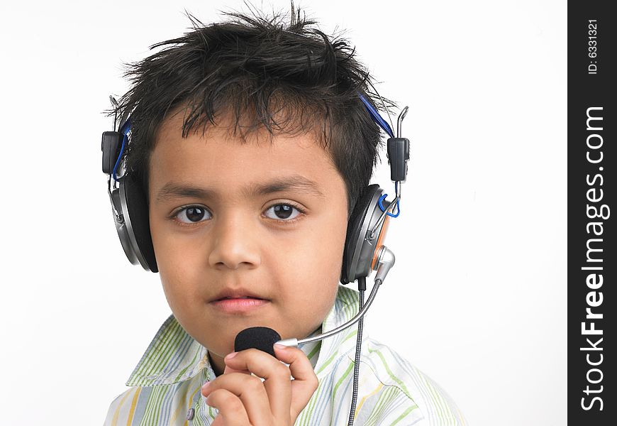 Indian boy with headphones