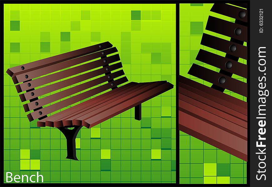 Relaxing bench on isolated background
