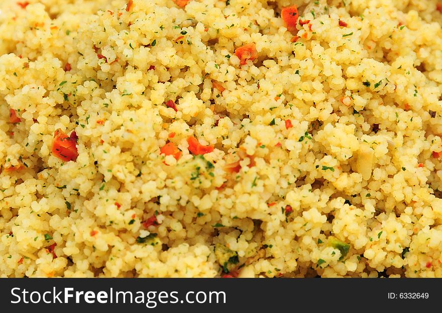 Shot of some spicy couscous in a dish