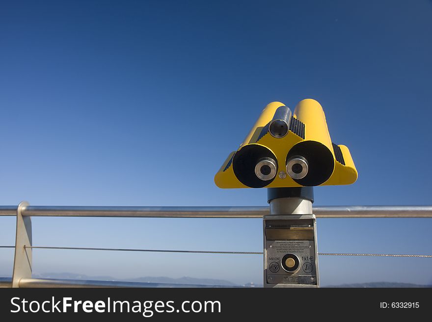 Abstract view of a binocular on a sunny day in southern france