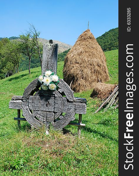 An old cross in an wonderfull landscape in Romania, Trascau Mountains