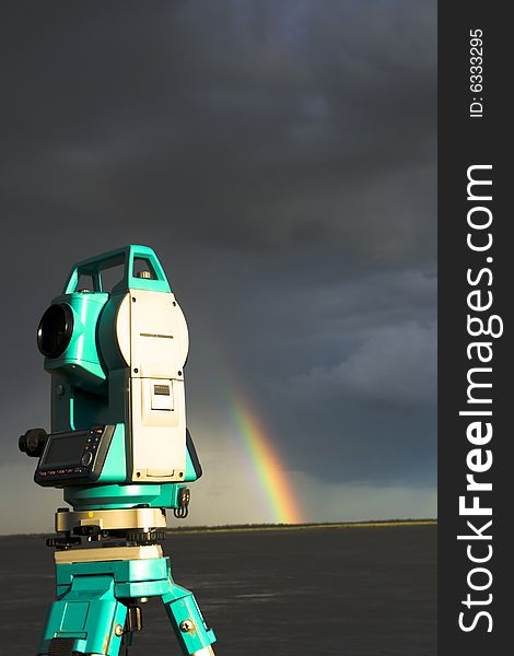 A total station in field. A total station in field