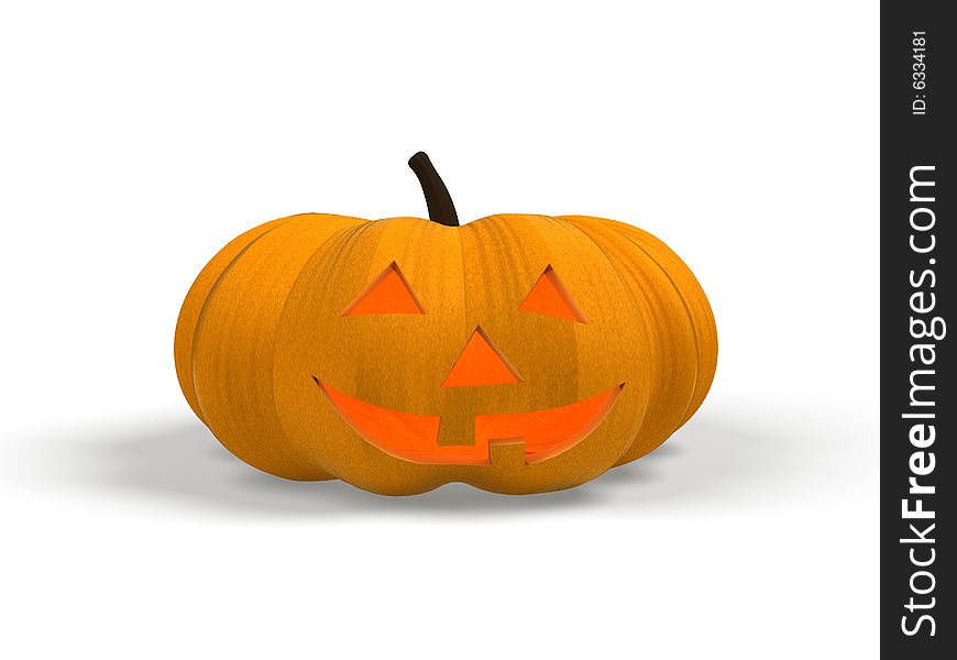 3D. Smiling Pumpkin Isolated On White